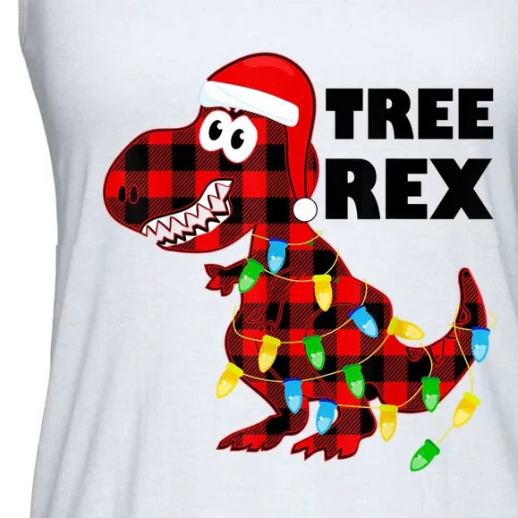 Tree Rex Dinosaur. Pun Funny Dino Christmas Pajama Gift Ladies Essential Flowy Tank