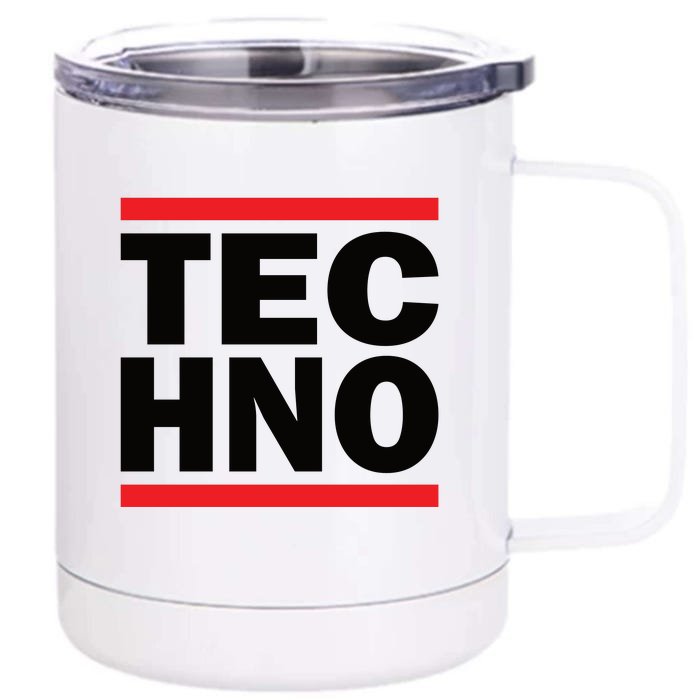 Techno Rave DJ Raver Outfit Festival Rave Wear Front & Back 12oz Stainless Steel Tumbler Cup