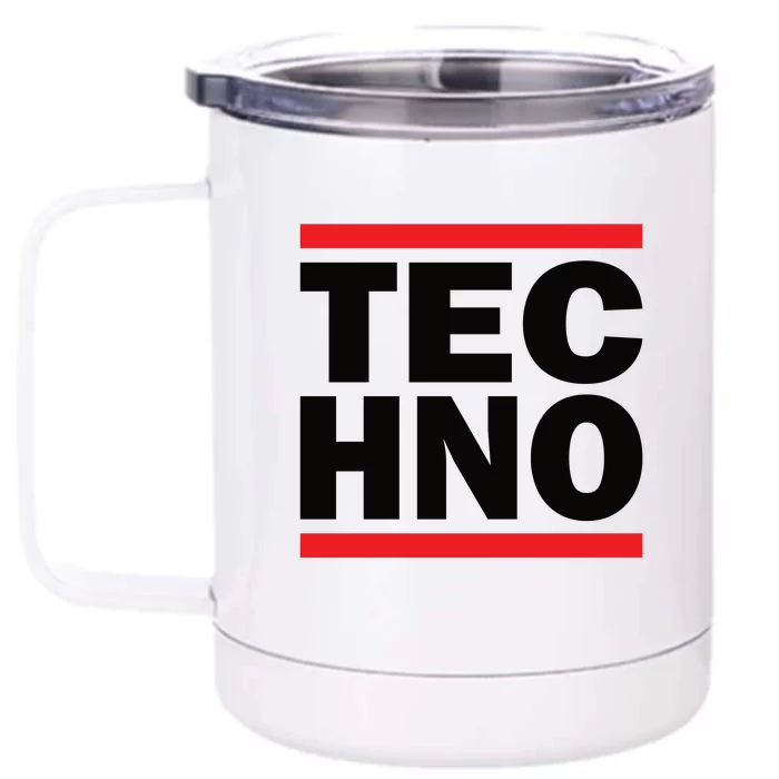 Techno Rave DJ Raver Outfit Festival Rave Wear Front & Back 12oz Stainless Steel Tumbler Cup