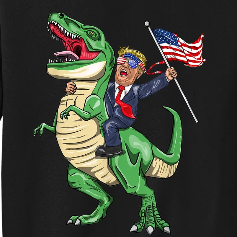 T Rex Dinosaur With Trump Gift American Flag For Patriot Gift Sweatshirt