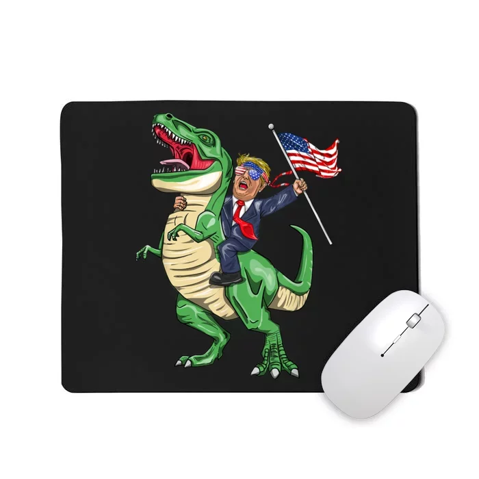 T Rex Dinosaur With Trump Gift American Flag For Patriot Gift Mousepad