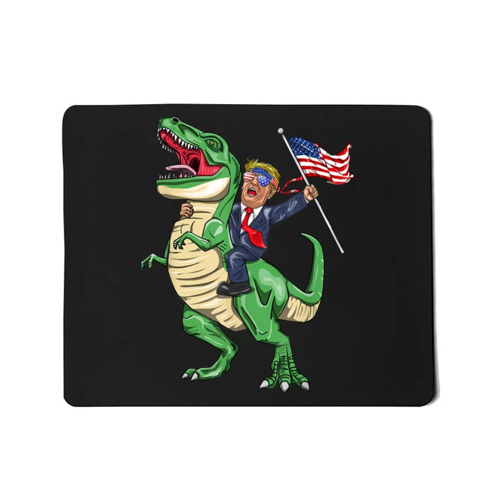 T Rex Dinosaur With Trump Gift American Flag For Patriot Gift Mousepad