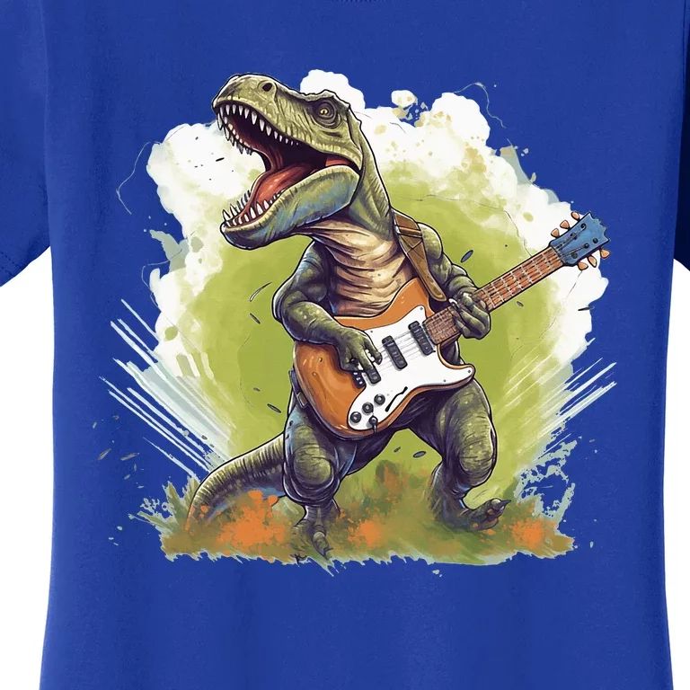 T Rex Dinosaurs With Cool Electric Guitar Women's T-Shirt