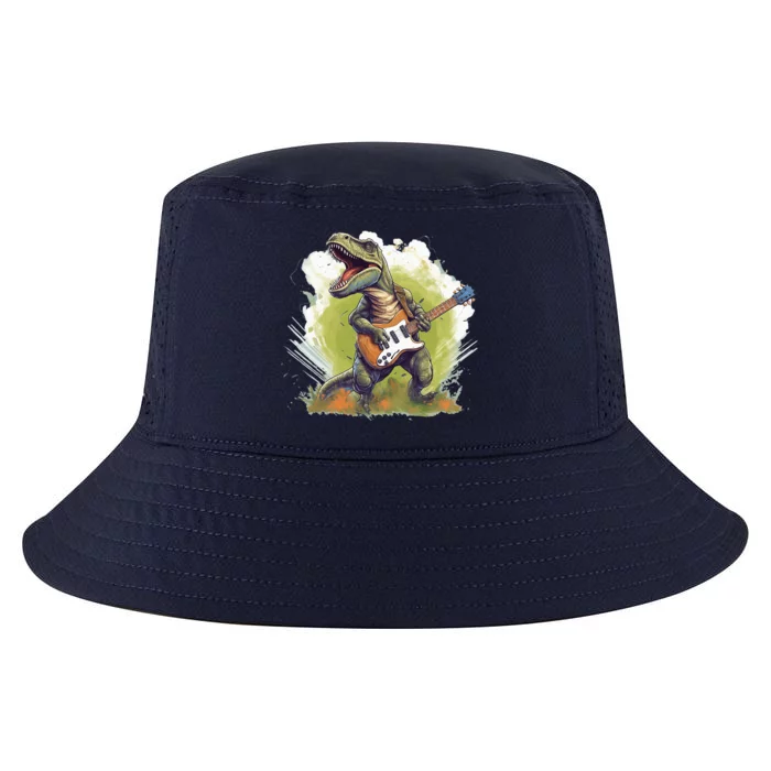 T Rex Dinosaurs With Cool Electric Guitar Cool Comfort Performance Bucket Hat