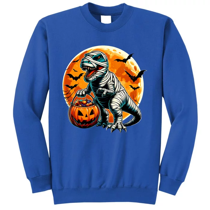 T Rex Dinosaur Mummy Pumpkin Bats Funny Retro Halloween Sweatshirt