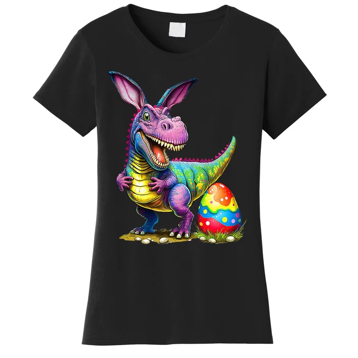 T Rex Dino Bunny Dinosaurs Hunt Eggs Easter Women's T-Shirt