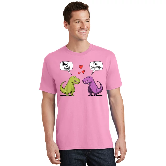 T Rex Dinosaur Couple Hug Me Valentines Day T-Shirt