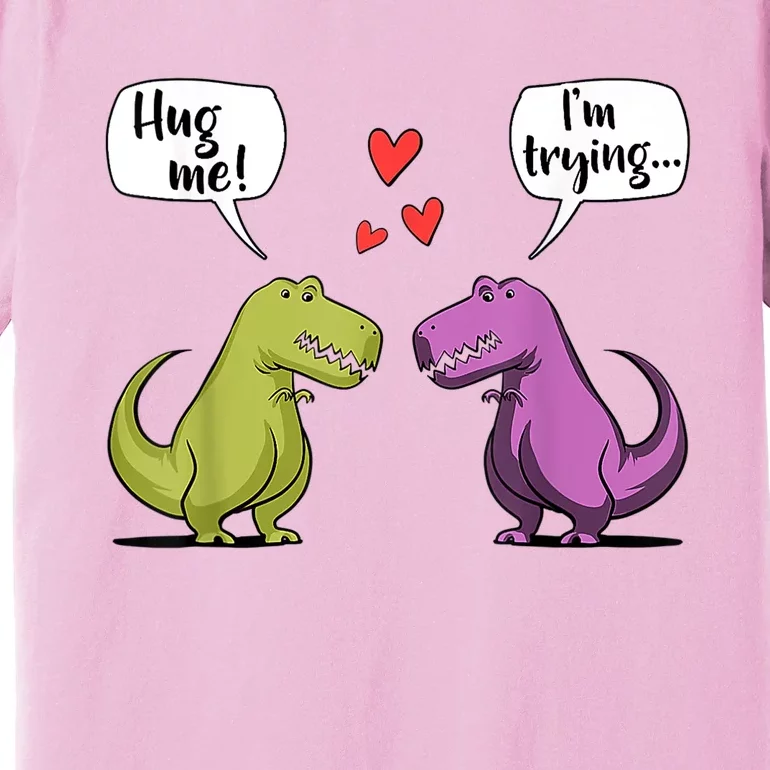 T Rex Dinosaur Couple Hug Me Valentines Day Premium T-Shirt