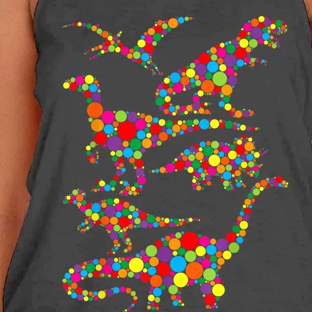 T Rex Dinosaur Lovers Fans Polka Dot Happy Dot Day Women's Knotted Racerback Tank