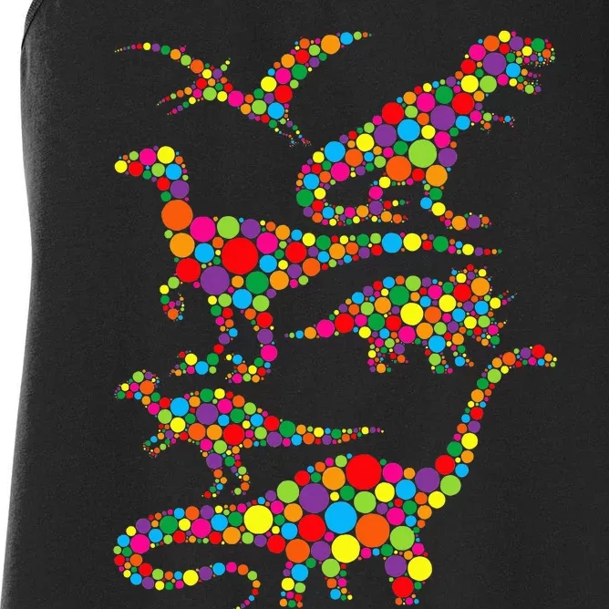 T Rex Dinosaur Lovers Fans Polka Dot Happy Dot Day Women's Racerback Tank