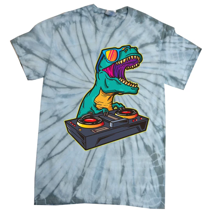 T Rex Dj Party Club Disk Jockey Edm Dance Club Tie-Dye T-Shirt