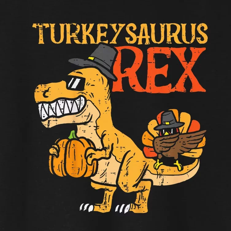 Turkeysaurus Rex Dab Turkey Dino Thanksgiving Women's Crop Top Tee