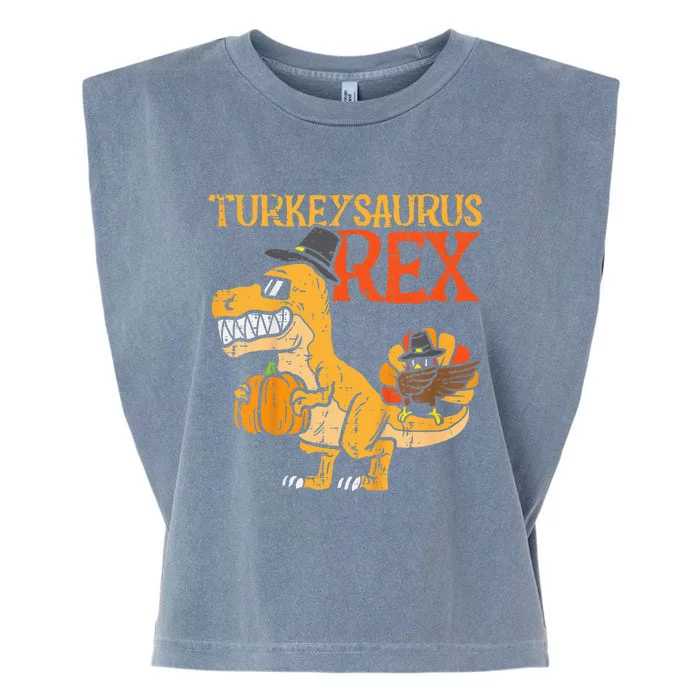 Turkeysaurus Rex Dab Turkey Dino Thanksgiving Garment-Dyed Women's Muscle Tee