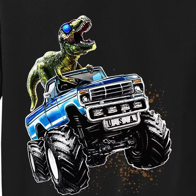 T Rex Dinosaur Monster Truck Patriotic Birthday Gift Sweatshirt