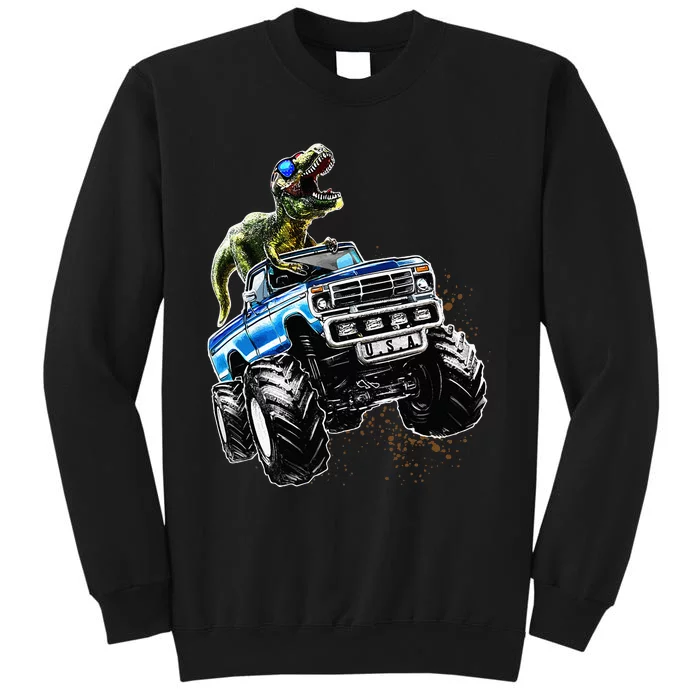 T Rex Dinosaur Monster Truck Patriotic Birthday Gift Sweatshirt