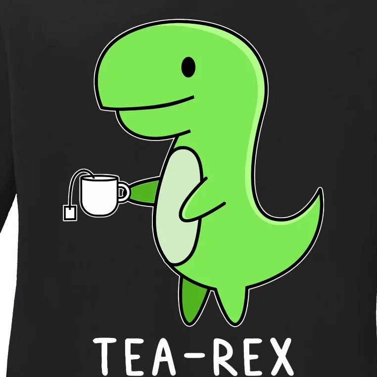 Tea Rex Dinosaur Ladies Long Sleeve Shirt