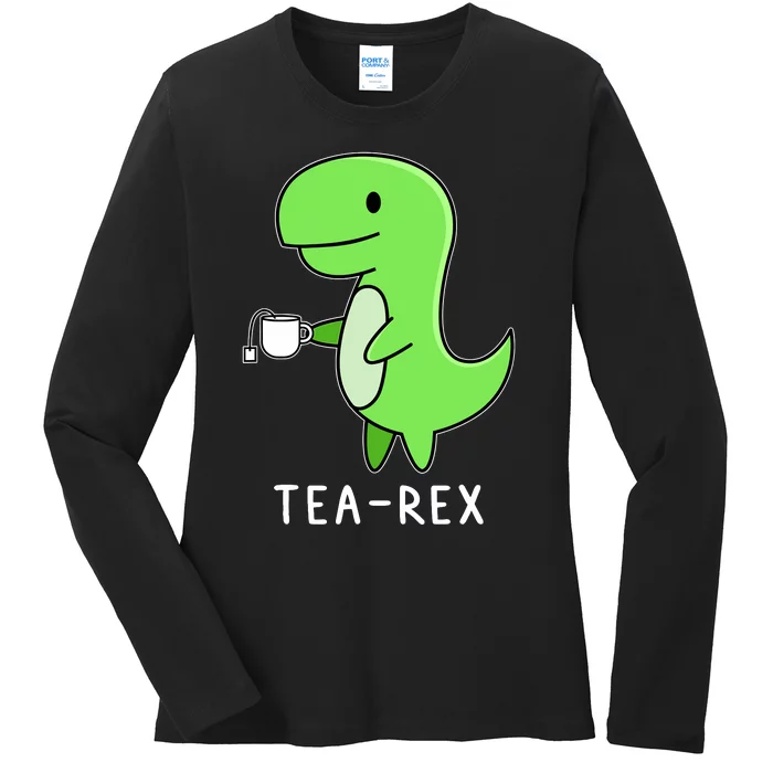 Tea Rex Dinosaur Ladies Long Sleeve Shirt