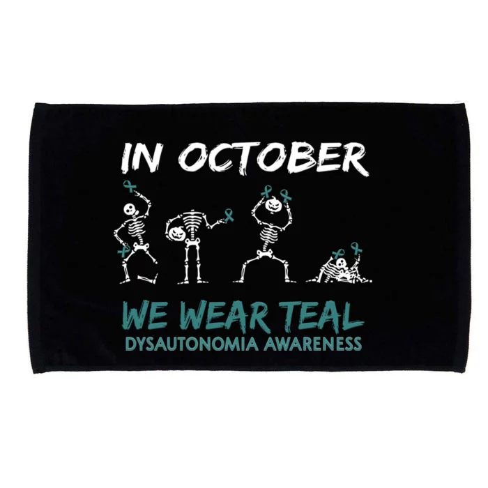 Teal Ribbon Dysautonomia Awareness Skeleton Halloween Microfiber Hand Towel