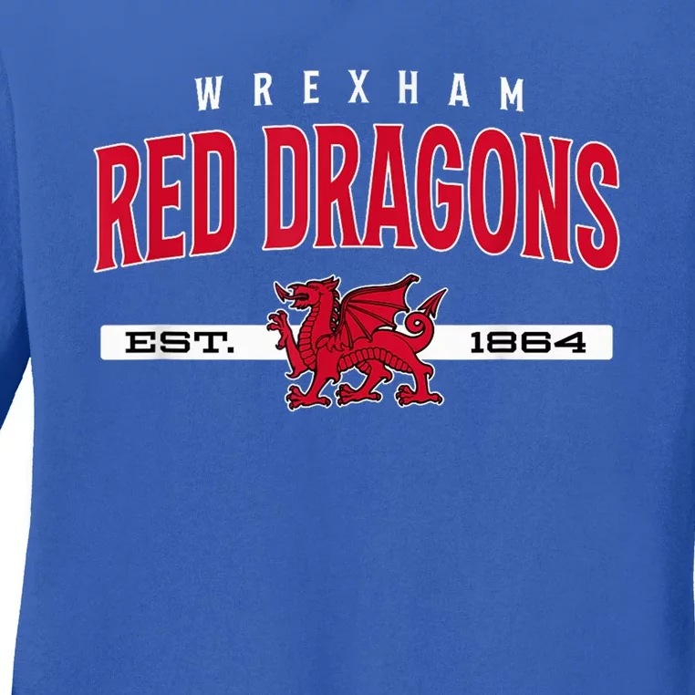 The Red Dragons Wrexham Fc Football Club Wrexham Ladies Long Sleeve Shirt