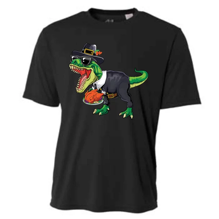 T Rex Dinosaurs With Turkey And Funny Thanksgiving Costume Gift Cooling Performance Crew T-Shirt