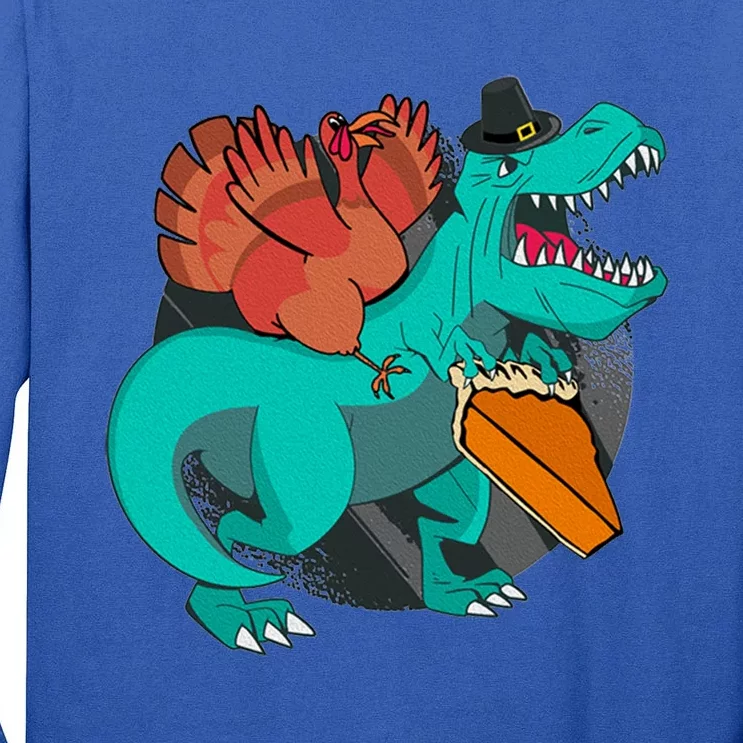 T Rex Dinosaurs With Turkey And Funny Thanksgiving Costume Gift Tall Long Sleeve T-Shirt