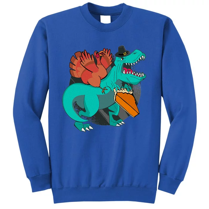 T Rex Dinosaurs With Turkey And Funny Thanksgiving Costume Gift Tall Sweatshirt