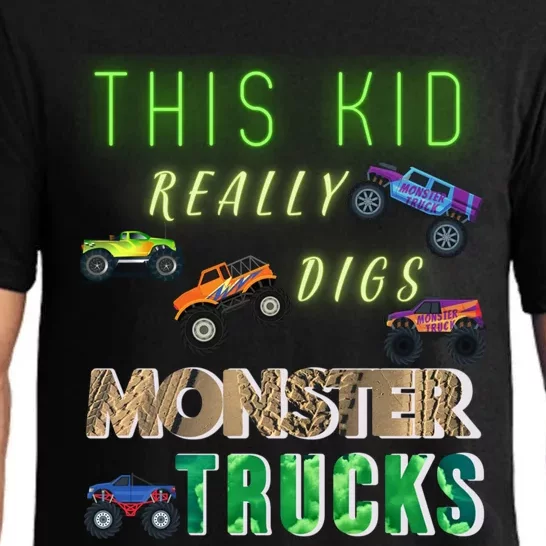 This Really Digs Monster Trucks Cute Gift Pajama Set