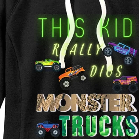 This Really Digs Monster Trucks Cute Gift Women's Fleece Hoodie