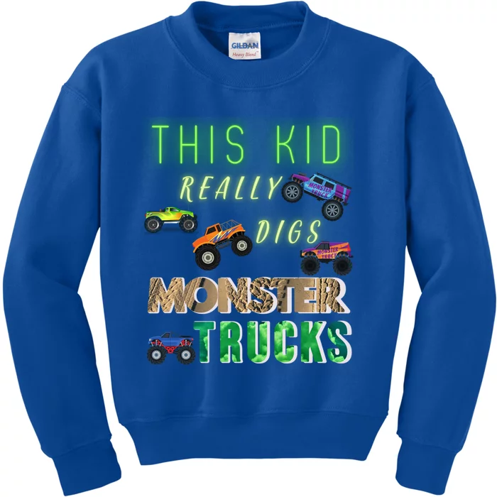 This Really Digs Monster Trucks Cute Gift Kids Sweatshirt