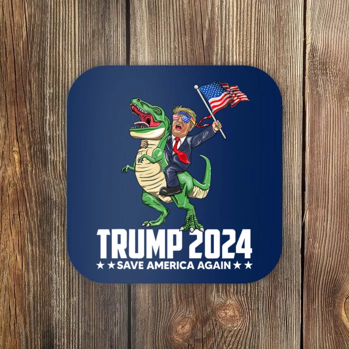 Trump Riding Dinosaur Save America Again Coaster