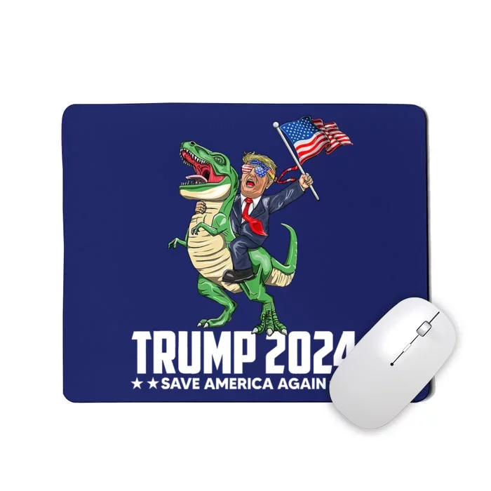 Trump Riding Dinosaur Save America Again Mousepad