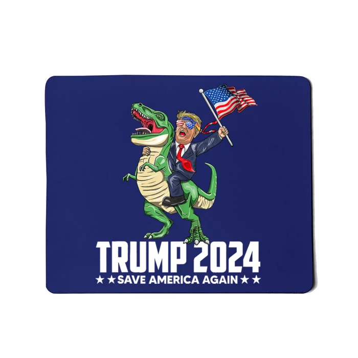 Trump Riding Dinosaur Save America Again Mousepad