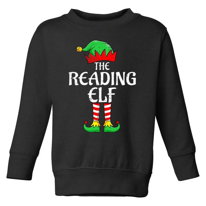 The Reading Elf Xmas Matching Christmas Family Pajama Toddler Sweatshirt