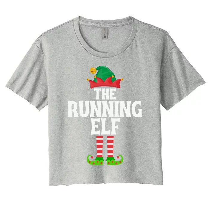 The Running Elf Funny Matching Family Group Christmas Gift Women's Crop Top Tee