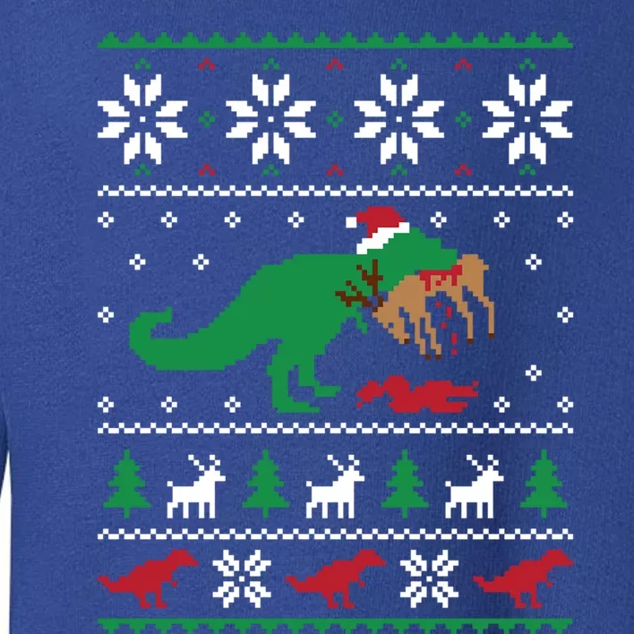 T Rex Eating Reindeer Funny Dinosaur Christmas Ugly Gift Toddler Sweatshirt