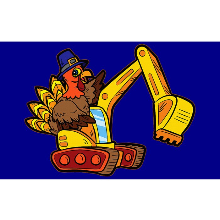 Turkey Riding Excavator Thanksgiving Day Funny Construction Bumper Sticker