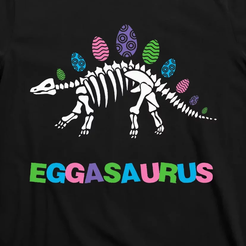 T Rex Eggasaurus Easter Day Skeleton Stegosaurus Dinosaur T-Shirt