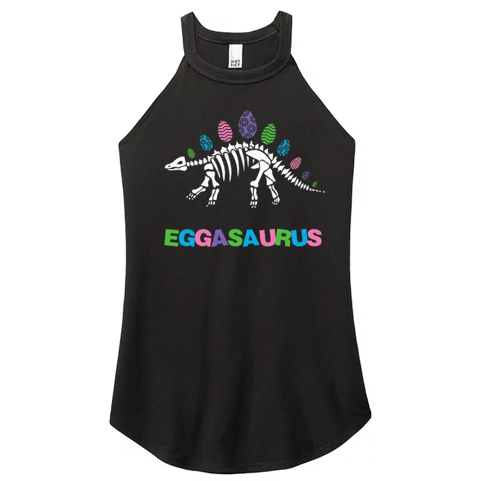 T Rex Eggasaurus Easter Day Skeleton Stegosaurus Dinosaur Women’s Perfect Tri Rocker Tank