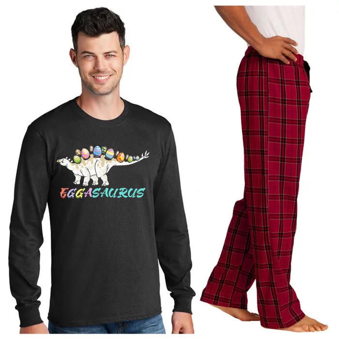 T Rex Eggasaurus Easter Day Skeleton Stegosaurus Dinosaur Long Sleeve Pajama Set