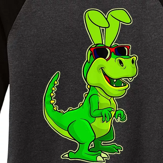 T Rex Easter Bunny Dinosaur Basket Stuffers Women's Tri-Blend 3/4-Sleeve Raglan Shirt