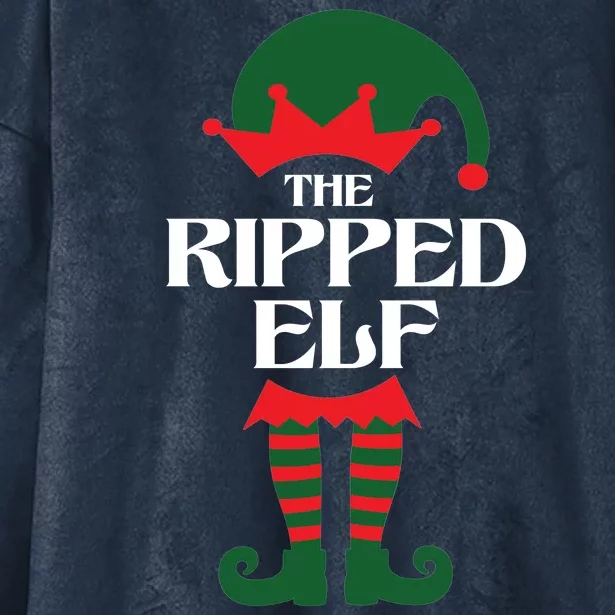 The Ripped Elf Funny Family Matching Christmas Hooded Wearable Blanket