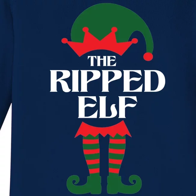 The Ripped Elf Funny Family Matching Christmas Baby Long Sleeve Bodysuit