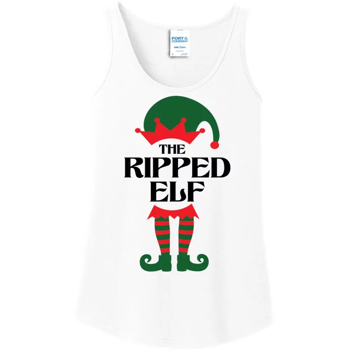 The Ripped Elf Funny Family Matching Christmas Ladies Essential Tank