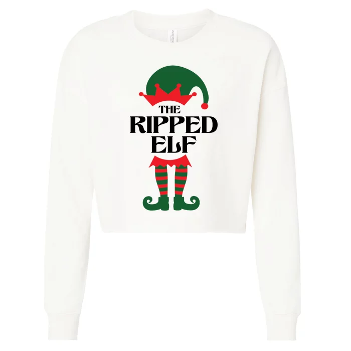 The Ripped Elf Funny Family Matching Christmas Cropped Pullover Crew