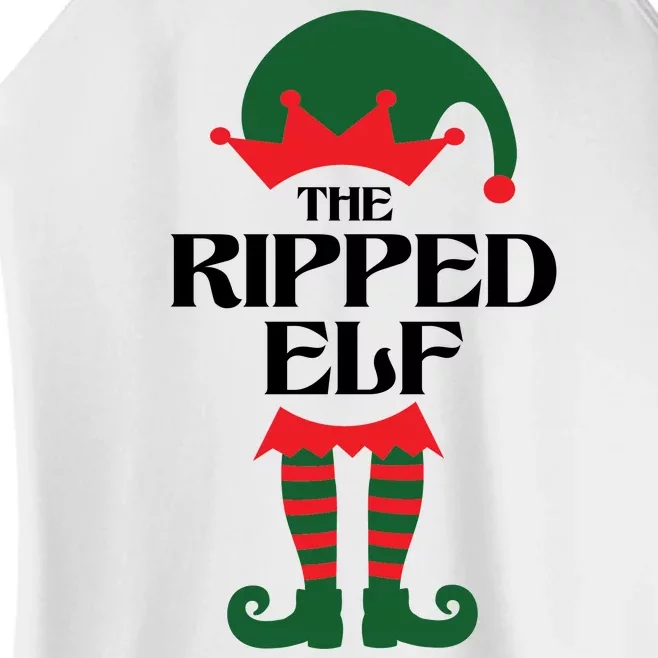 The Ripped Elf Funny Family Matching Christmas Women’s Perfect Tri Rocker Tank