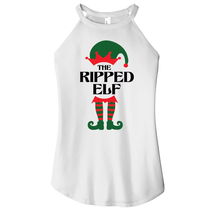 The Ripped Elf Funny Family Matching Christmas Women’s Perfect Tri Rocker Tank