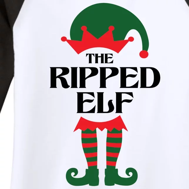 The Ripped Elf Funny Family Matching Christmas Women's Tri-Blend 3/4-Sleeve Raglan Shirt