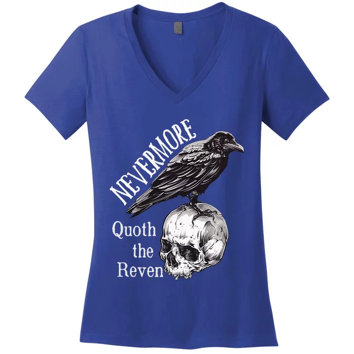 The Raven Edgar Allan Poe Dark Academia Literature Women's V-Neck T-Shirt