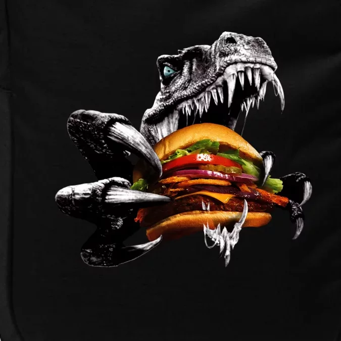 T Rex Eating Burger Impact Tech Backpack