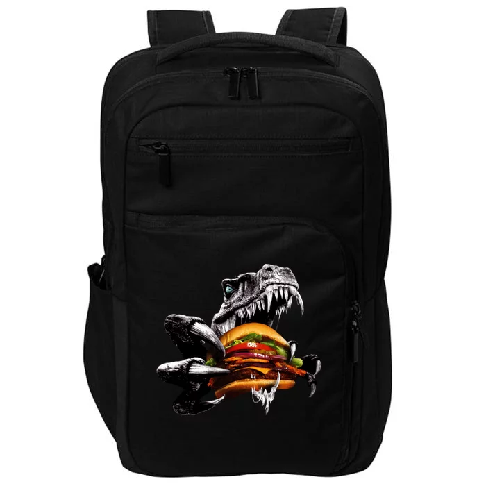 T Rex Eating Burger Impact Tech Backpack